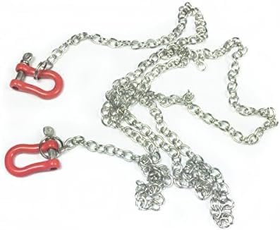 AMZSTAR Mini Metal Trailer Hook & Chain Decorative Accessories for 1:10 RC Rock Climbing Crawler SCX10 TRX-4 Wraith D90 Tamiya CC01 Decor Parts (A-red)