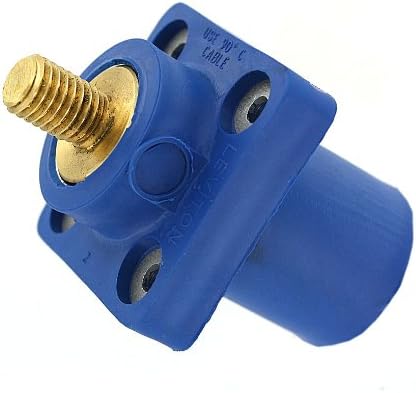 Leviton 16R23-B 16-Series Taper Nose, Male, Panel Receptacle, 90-Degree, Threaded Stud, Cam-Type Connector, Blue (Old Model)