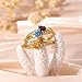 ANOBLEJRY Gold Rings for Women Non Tarnish Cz Engagement Rings Fashion Ring for Women Purple Aquamarine Ring March Popular Gifts for Women 2025 Febuary Birthstone