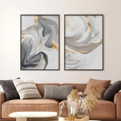Art mural moderne encre dorée et noire, impression sur toile de luxe pour maison