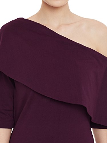 Image of Miss Chase Women's Black One Shoulder Half Sleeved Solid Layered Top