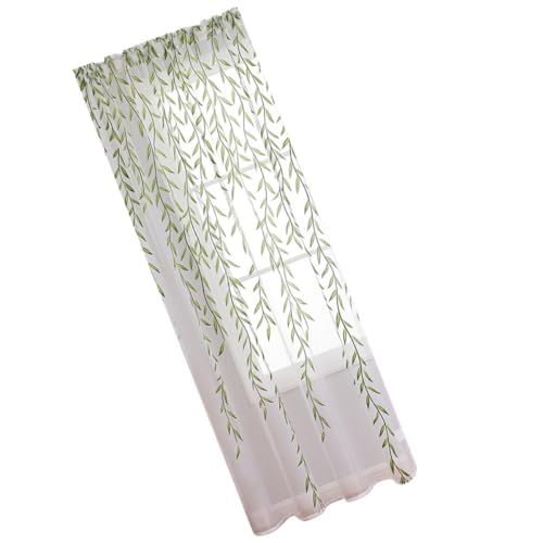 Housoutil Cortina Visillo Moderna de Poliéster Textura Agradable para Ventana de Dormitorio y Sala Protección Solar y Estilo Pastoral