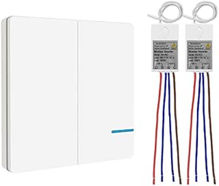 Thinkbee Wireless Light Switch Kit, IP66 Waterproof No Wiring Wall Switch with Small Receiver Remotely Control Your Led Lamps ON/Off 330ft Indoor 1700ft Outdoor, Integrated Power Up to 1000W, B