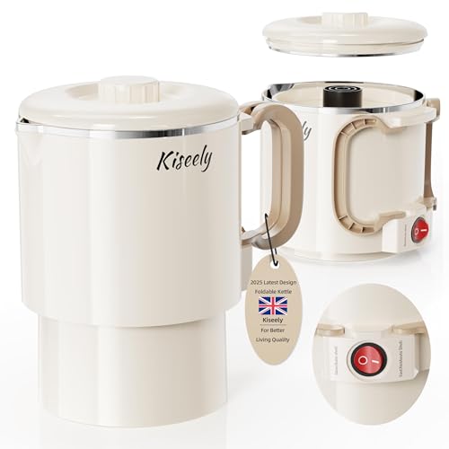 Bouilloire électrique pliable portable de voyage, bouilloire de camping 1L avec 2 vitesses, chauffe-eau multifonction en acier inoxydable 304, 600W pour randonnée en...