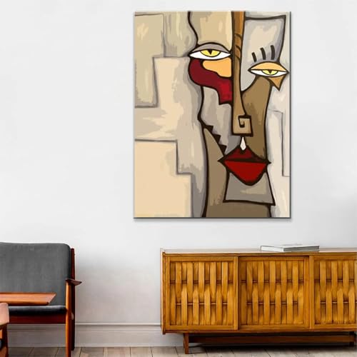 Affiche de Picasso tableau sur toile décoration murale salon visage abstrait 70x100cm sans cadre