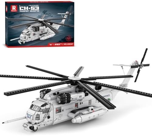 Reobrix 33037 CH-53E Super Stallion Model Building Kit, Transport Helicopter Building Block Set, Military Toy Gift for Teens and Adults, 2193 Pieces