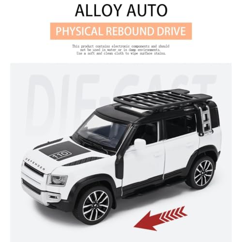 Image of WORSHIPER 1:32 Scale Defender of Land Rovero Diecast Model Car � Pull Back SUV Toy with Openable Doors, Lights & Sound � Autobahn Polizei Series (Multicolour)