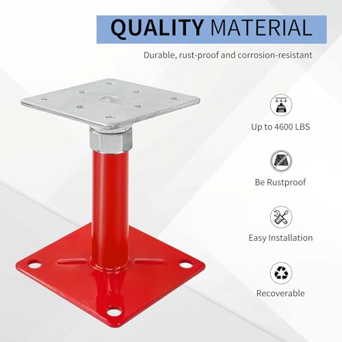 4-Pack Adjustable Floor Jacks – Heavy-Duty House Jack Posts for Leveling and Support, 5” to 8” Screw Jack Lift for Floors and Joists by NUCHOICE - Image 3