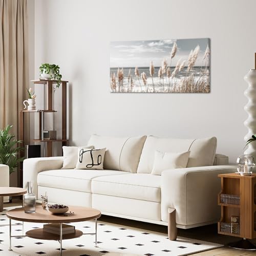 KLVOS Coastal Reed Canvas Wall Art Framed Pampas Grass Picture Painting Beach Landscape Decor for Room Office Ready to Hang 24x48inch by KLVOS - Used condition - Image 3