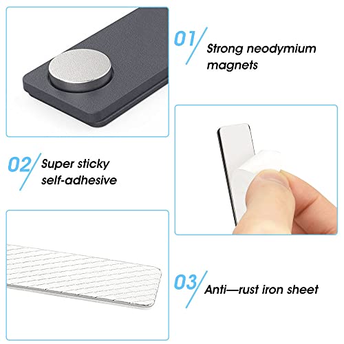 PERFETSELL 12 Stück Namensschilder Magnet Selbstklebend Magnetisch Namensschild Schilder Kleidung Metall Namensschild Halter mit 2-Punkt Magnet für Ausweishüllen Beschriften