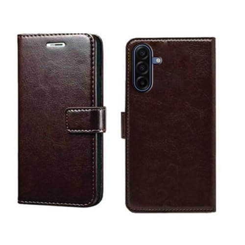 amazon basics Samsung Galaxy A17 5G Flip Cover | Card Pockets Wallet & Stand | Flip Cover for Samsung Galaxy A17 5G (Coffee)