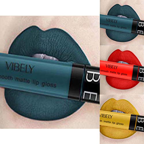 Edanta Matte Liquid Lipstick Gothic Lip Gloss Velvety High Pigmented Beauty Lipsticks Makeup for Women and Girls (D-Green 15#)