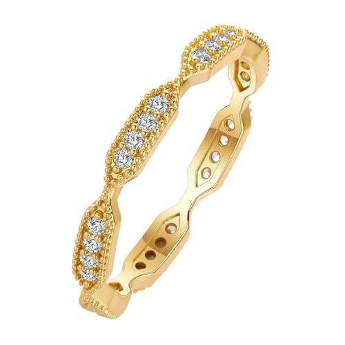 Alliance d’éternité milgrain XJBTBA bague de mariée pavée minimaliste