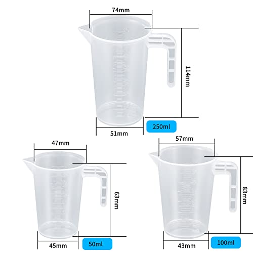 3 Pcs 50ml/100ml/250ml Measuring Cups, Small Clear Liquid Graduated Beaker Measuring Jugs - Image 2