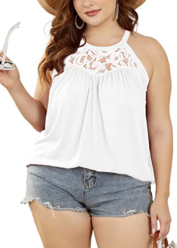 Womens Tank Tops Loose Fit Halter Casual Sleeveless White Shirt Lace Xl #TOP2