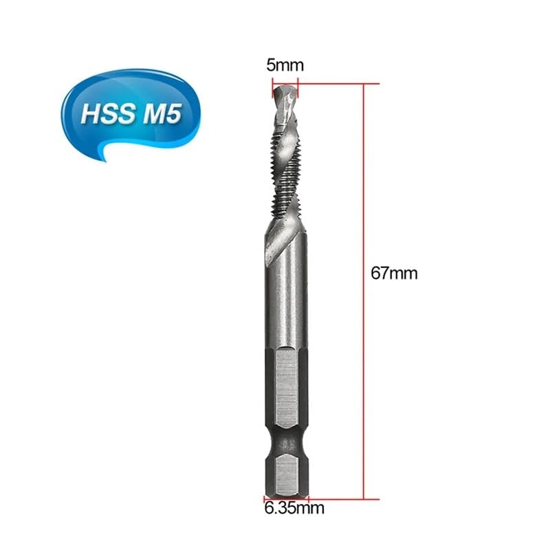 1pc M8 70mm Metric Screw Taps Drill Bits HSS 1/4'' Hex Shank Thread Tap Spiral Screw Drill Bit Woodworking Tools DIOBFZFY