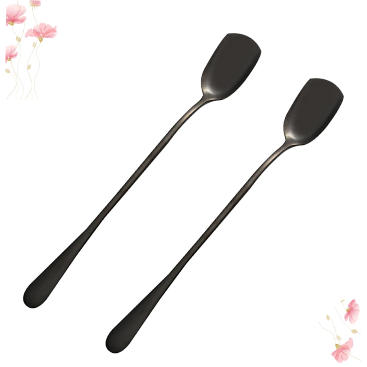 UTHCLO Long Handle Ice Spoons Set of 6 Stainless Steel Stirring Spoons for Ice Cream Bar Cocktail