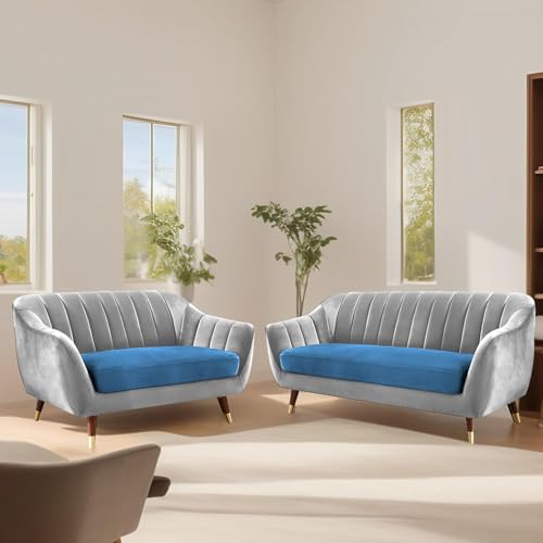 Image of Atticus 3+2 Seater Sofa Set for Living Room (Turquise Grey Colour) Premium Fabric Sofa