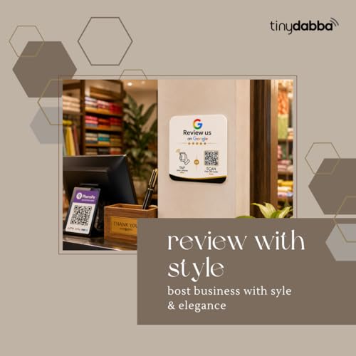 tinydabba Review NFC Plate with QR Code, Acrylic Review Stand for Shops, Restaurants & Salons, Contactless Feedback Collection, No Monthly Fees, 4x4 Inches, 2mm Acrylic - 5