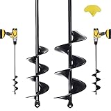 LYFETC Gartenbohrer Erdbohrer 4x42cm&7x42cm,Erdbohrer Bohrmaschine,Blumenzwiebelbohrer für Akkuschrauber,Erdbohrer für Bohrmaschine,Schwerlast Gartenbohrer zum Pflanzen,Garten Schnecken Spiralbohrer