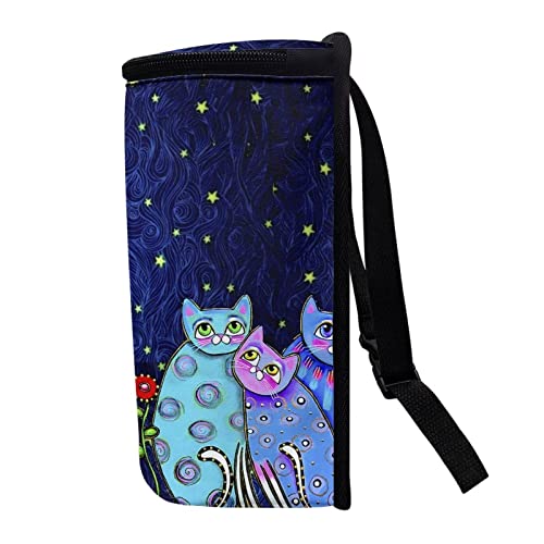 Image of Talayituse Galaxy Cat Print Car Trash Can with Lid, Leak Proof Auto Trash Bag Hanging Vehicle Garbage Can Multipurpose Storage Container for Back Seat Road Trip