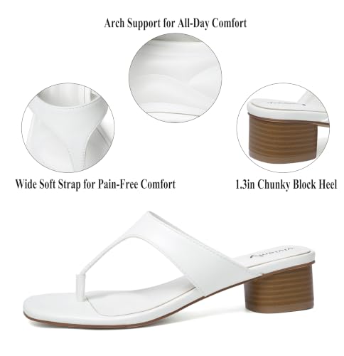 Image of vivianly Women's Suede Low Chunky Block Heel Flip Flops Square Toe Thong Heeled Sandals Casual Slip On Mules for Work Beach Casual Outings