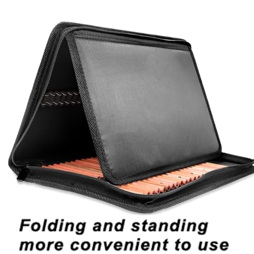 Image of 72 Slot Portable Folded Colored Pencil Case Canvas Zippered Large Capacity Pencil Bag Pouch for Watercolor Pencils