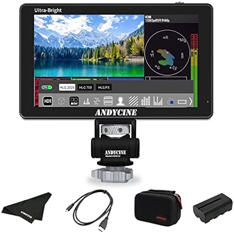 ANDYCINE C5 5.5" Touch Camera Field Monitor,Ultra Bright 3000 nit 1920X1080 IPS Camera Monitor with New AndyOS UI F550C Battery Charger,Auto Dimming F970 External Power Install Kit Cover