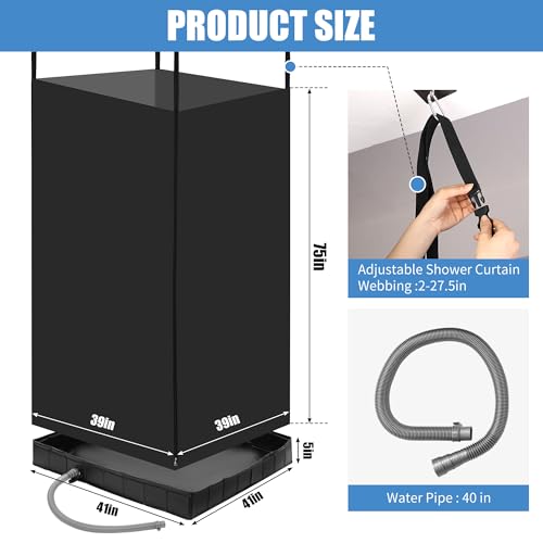 MABOZOO Tienda de Privacidad y Base de Ducha Plegable, Set Portátil para Camping con Base de Ducha y Tubería de Drenaje miniatura 2