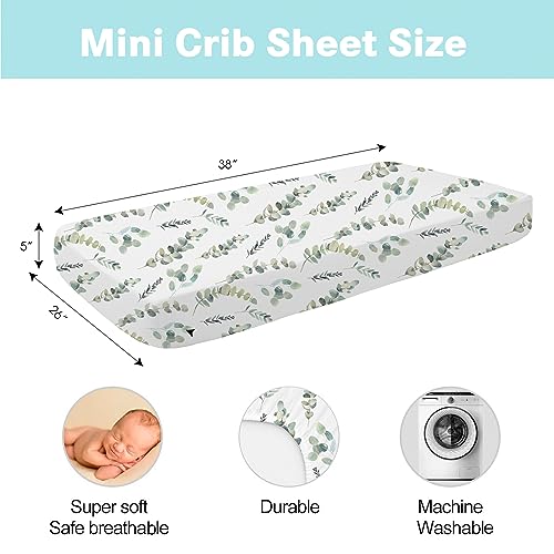 Image of Bimocosy Pack and Play Sheets Fitted 4 Pack, 38 x 26 Inch Pack n Play Mini Crib Sheets for Boys and Girls, Soft Stretchy Playard Mattress Sheets for Graco Pack n Play, Forest Cubs