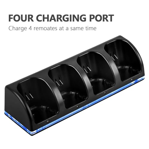 4-in-1 Charger Station for Wii/Wii U Remote Controller, Charging with 4 Pack 2800mAh Rechargeable Battery Pack+4 Port Charging Station+Plugs+USB Cable,Not Include Remote (Black) by NC - Image 4