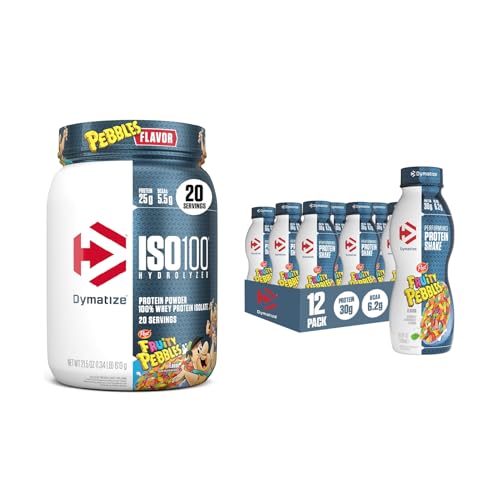 Image of Bundle of Dymatize Performance Protein Shake, Fruity Pebbles (12 pack) + ISO100 Whey Protein Powder Isolate, Fruity Pebbles (20 Servings)