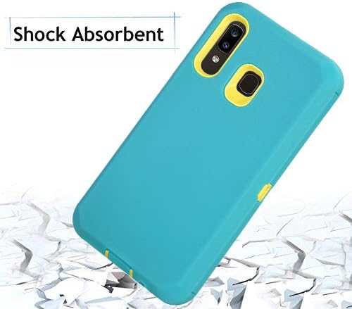 Annymall Galaxy A50 Case,Galaxy A20 Case,Galaxy A30 Case, Heavy Duty [with Kickstand & Built-in Screen Protector] Defender Armor Protective Cover for Samsung Galaxy A20/A30/A50 (Green/Yellow)