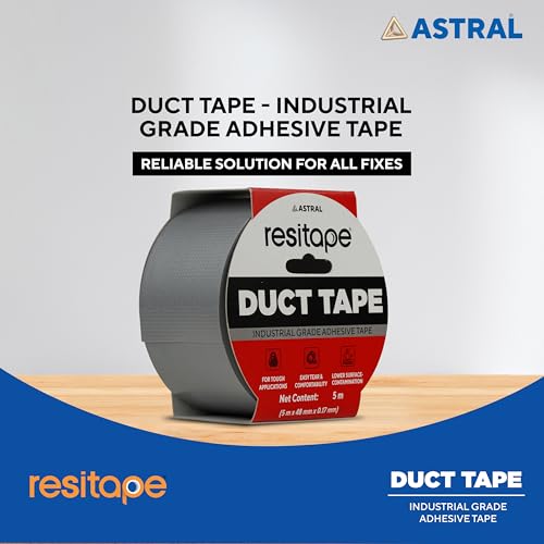 Image of RESITAPE Astral Duct tape I 5 mtr X 50 mm X 0.17 mm|Heavy Duty Multi-Purpose I Easy Tear I Strong Grip & Adhesion I High Tensile Strength I Excellent Waterproofing I Versatile use for DIY