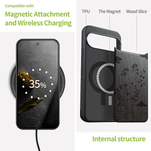 Étui de téléphone antichoc Pixel 10 coque bois anti-rayures - 4