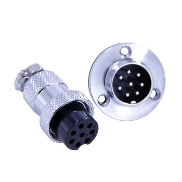 Connecteur GX20 8 broches mâle femelle en métal robuste pour câblage industriel précis