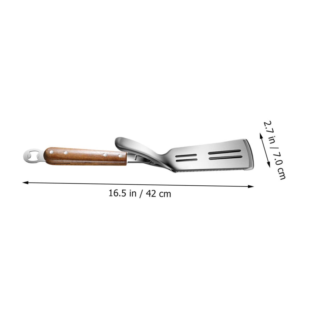 Kleine Küchenzange aus Edelstahl und Holz, Silber