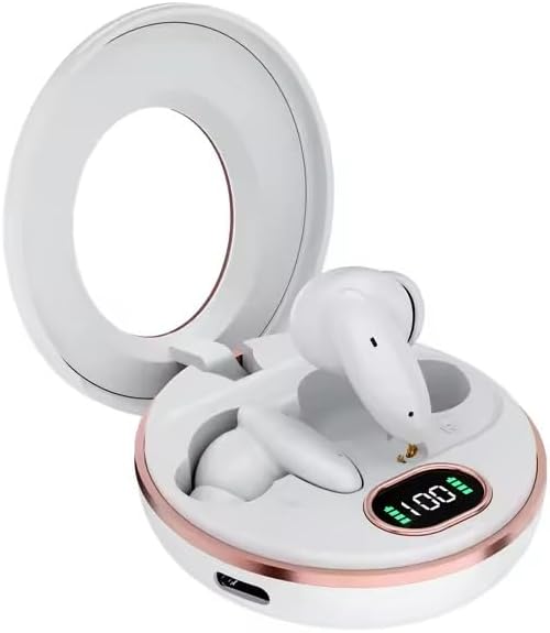 Sleep Earbuds Wireless Bluetooth 5.4, 3g Ultra Light, in-Ear Comfort, Sound Leak Prevention, 28H with Charging Case, LED Display, Type-C Fast Charge for Side Sleepers-White