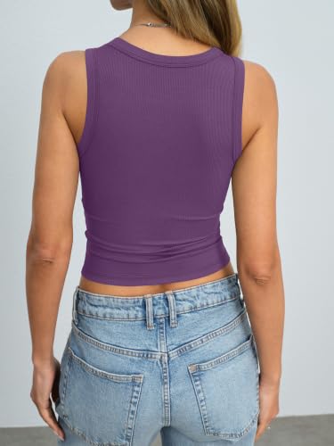 Image of Eachyes Womens Ribbed Crop Tank Tops High Neck Sleeveless Slim Fit Shirts Summer Casual Y2k Going Out Clothes 2026