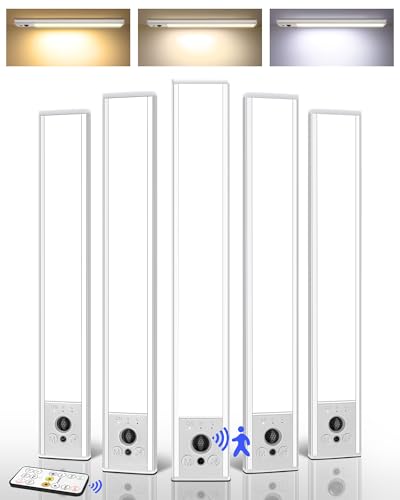 EZVALO 5-Pack Under Cabinet Lighting, 3300mAh Rechargeable Motion Sensor Light, 12inch Magnetic...