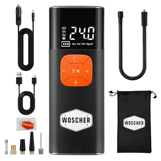 Woscher i6 2in1 Tyre Inflator for Car & Bike with 150 PSI Pressure, 4000 mAh Battery, Digital Display, Pressure Detection, Air Pump Compressor for Car Tyre, Bikes, Bicycles & Balls|from Datson Group