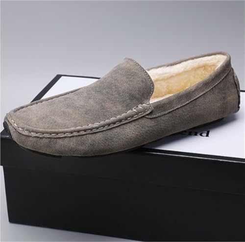 Faux Fur Lining Slip On Men's Loafers Shoes Plush Driving Style LoaferResistant Comfortable Flexible4