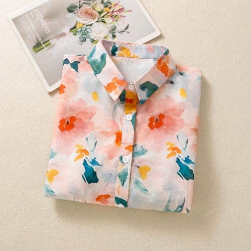 Image of Gufrina Women's Casual Button-Down Shirt with Multicolor Floral Print & Half Sleeves, Collar Neck