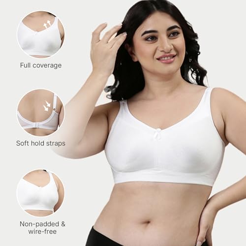 Image of Enamor Hidden X-Frame and Smoothening Women's Full Support Everyday Bra - Jiggle Control, Non Padded, Wirefree, Full Coverage - FB12 (Available in Plus Sizes)