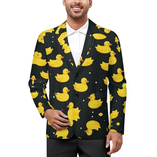 Yellow Ducks Mens Suit Jacket Lapel Blazers 2 Button Business Coat Tuxedo for Wedding Dinner