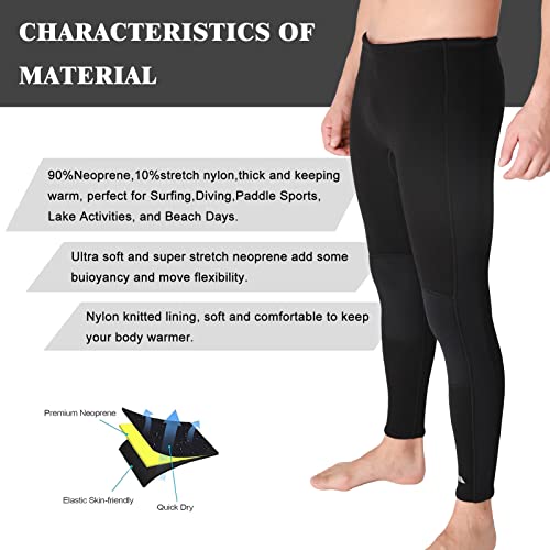 Realon Wetsuit Pants Men Womens Wet Suits Swim Tights 3Mm Neoprene Swimming Leggings 2Mm Long Diving Surfing Kayak Pant Keep Warm For Workout Scuba Snorkeling Canoeing Water Sports (L) #TOP4