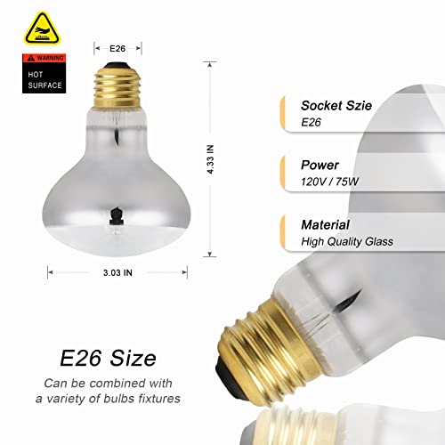 Wuhostam 75W Reptile Heat Lamp Full Spectrum Uva Basking Spot Lamp Soft White Light Sun Lamp For Reptile And Amphibians,Tortoise Lizard,Bearded Dragon,Snake,2 Pack #TOP1