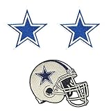 DEZARO 3Pcs Dallas Rugby Fans Favorite Team Logo and Helmet Logo Embroidery Patches Applique for Clothes, Dress, Hat, Jeans, DIY Accessories