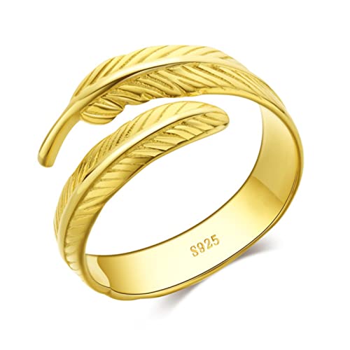 Bague plume argent 925 ajustable fin de taille pour femme