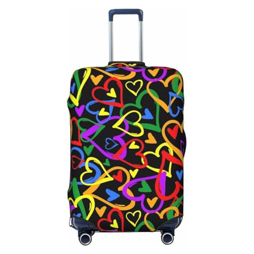 Gay Pride Rainbow Print Suitcase Cover Luggage Protector Washable Elastic Fashionable Travel Gear Cover